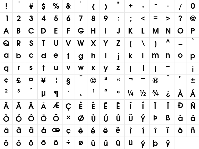 TrendexSSK SemiBold Character Map