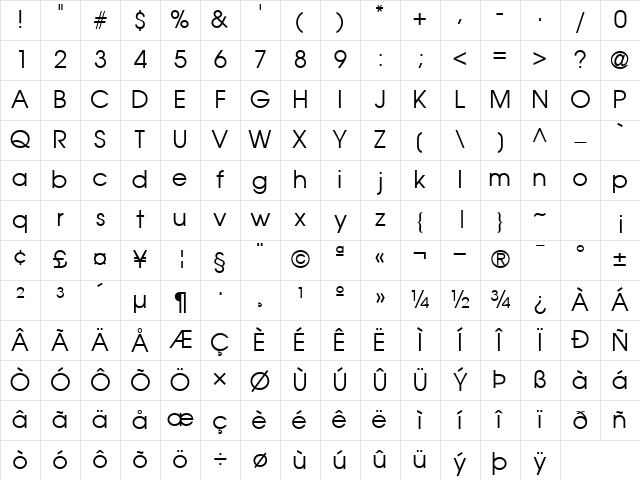 TrendexSSK Regular Character Map
