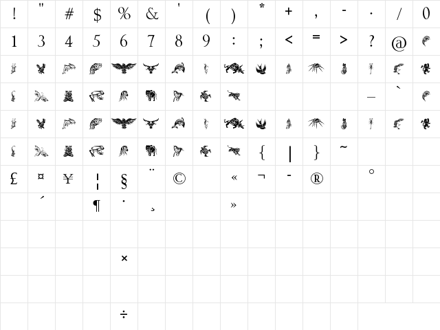 Tribal Animals Tattoo Designs Regular Character Map