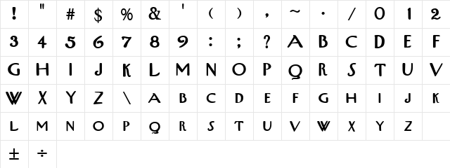TribalSCapsSSK Bold Character Map
