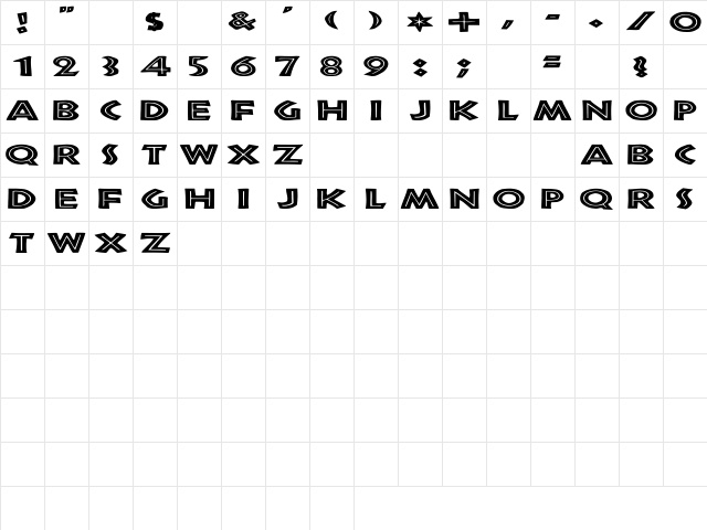 Tribeca Ex Regular Character Map