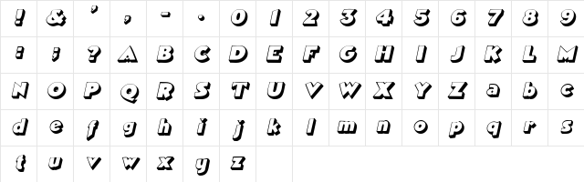 TricorneOutlineSSK BoldItalic Character Map