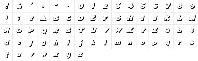TricorneOutlineSSK Italic Character Map