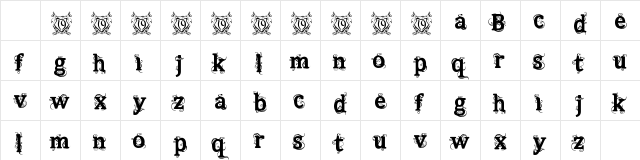 Beauregard Regular Character Map Beauregard Regular Character Map