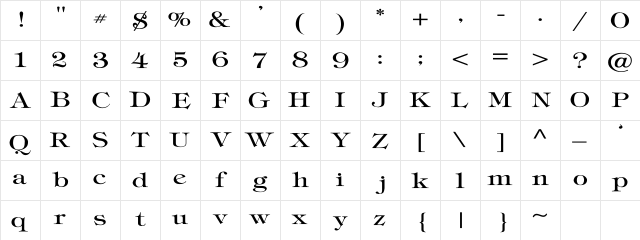 TripoliBold Regular Character Map