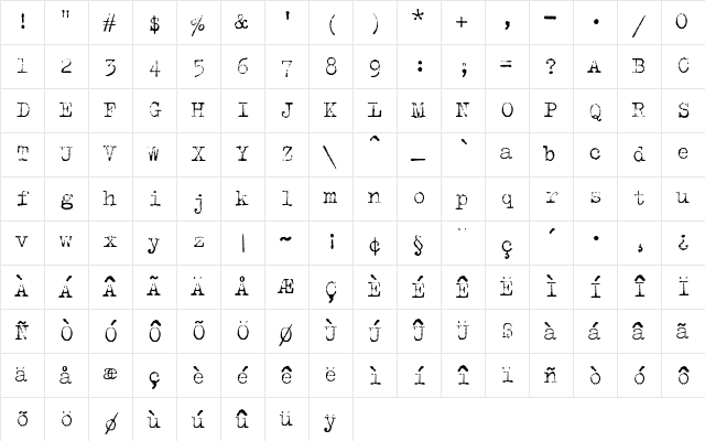 TrixieLight Regular Character Map