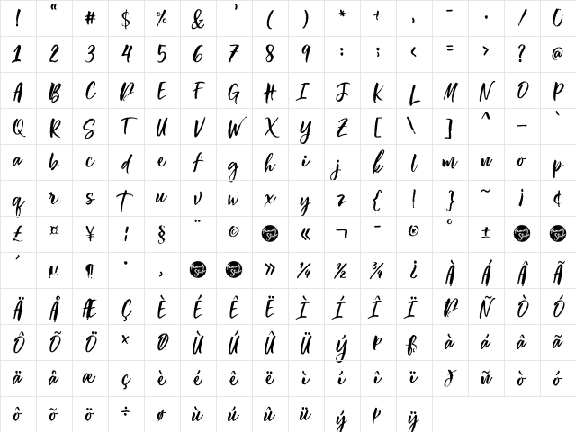 Beautiful Day Regular Character Map Beautiful Day Regular Character Map