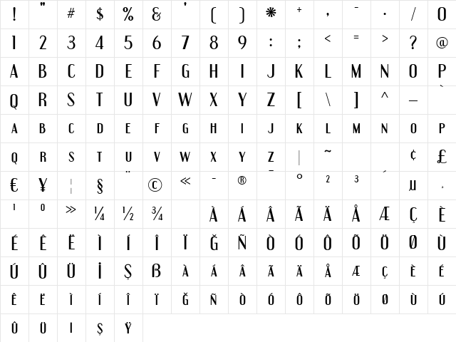 TrSah Engebrechtre Regular Character Map