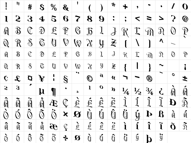 Beaverton Regular Character Map