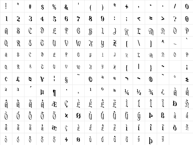 Beaverton Regular Character Map