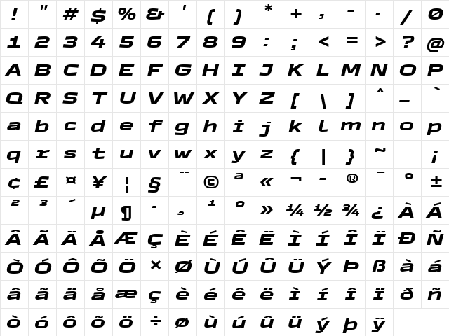 TT Autonomous Trl Bold It Character Map