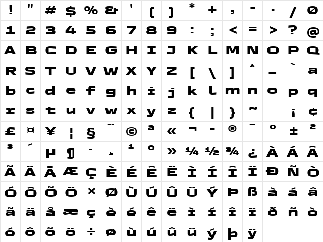 TT Autonomous Trl ExtraBold Character Map
