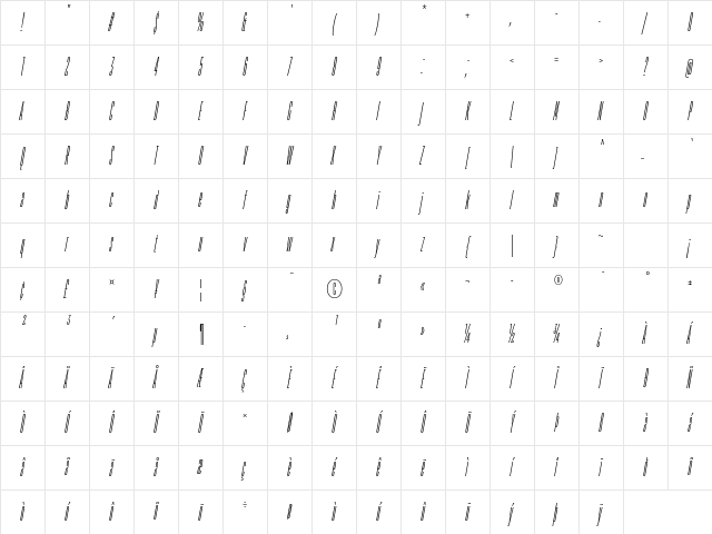 TT Bluescreens Trl Cnd XLt It Character Map