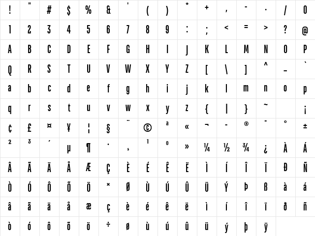 TT Bluescreens Trial DemiBold Character Map