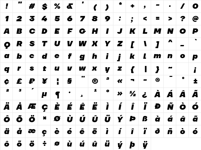 TT Firs Neue Trl Black It Character Map TT Firs Neue Trl Black It Character Map