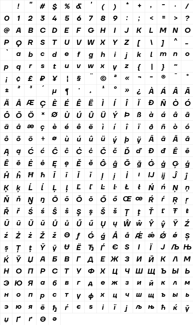 TT Firs Neue Trl DemiBold It Character Map TT Firs Neue Trl DemiBold It Character Map