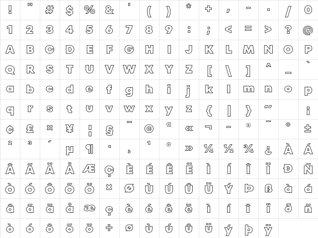 TT Fors Black Outline Character Map TT Fors Black Outline Character Map