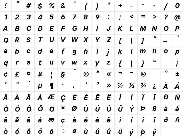 TT Interphases Pro Trl Bd It Character Map