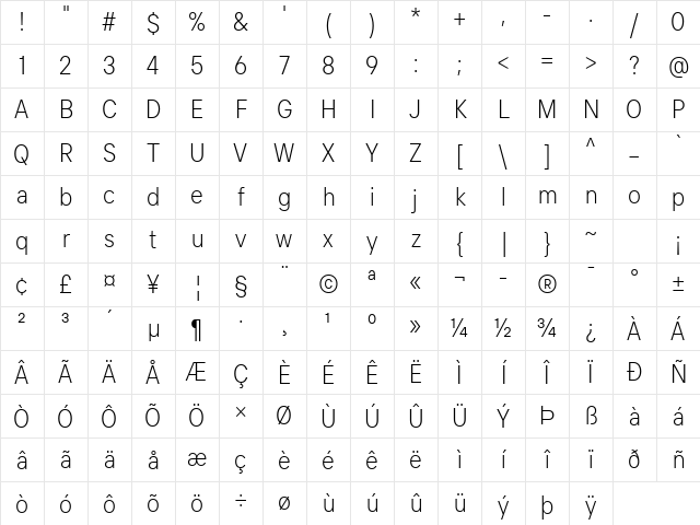 TT Intrphss Pr Trl Cnd Lt Character Map TT Intrphss Pr Trl Cnd Lt Character Map