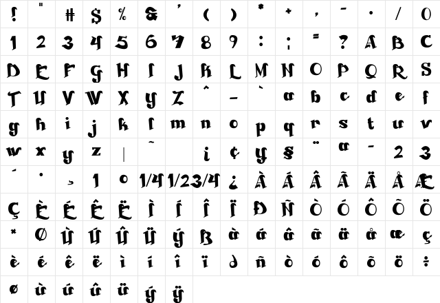 Beckasin Regular Character Map