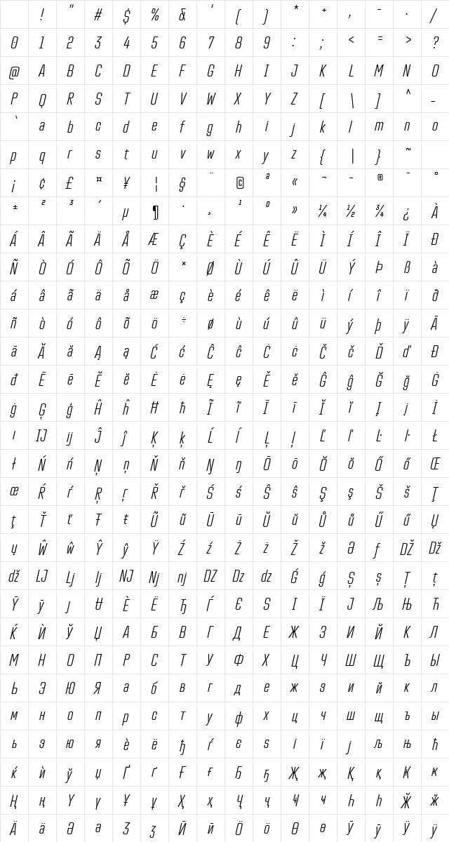 TT Lakes Neue Trl Cmd Lt It Character Map TT Lakes Neue Trl Cmd Lt It Character Map