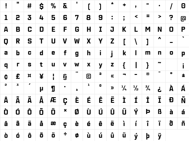 TT Lakes Neue Trl Cnd Bd Character Map