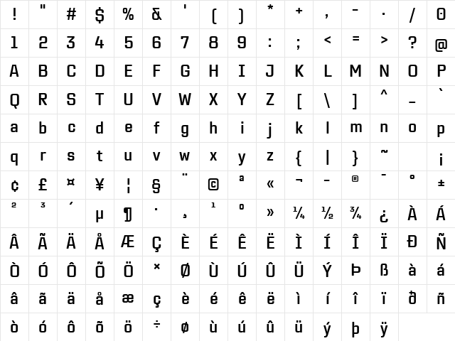 TT Lakes Neue Trl Cnd Db Character Map