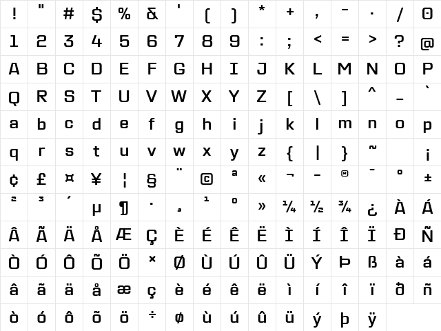 TT Lakes Neue Trial DemiBold Character Map