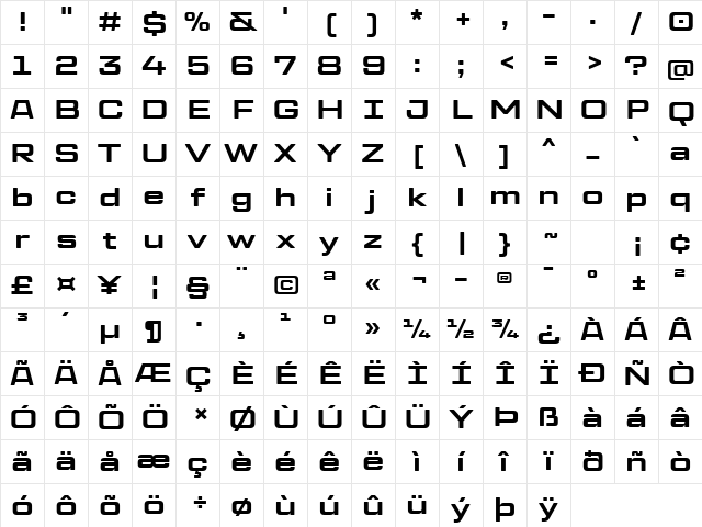 TT Lakes Neue Trl Exp Bd Character Map