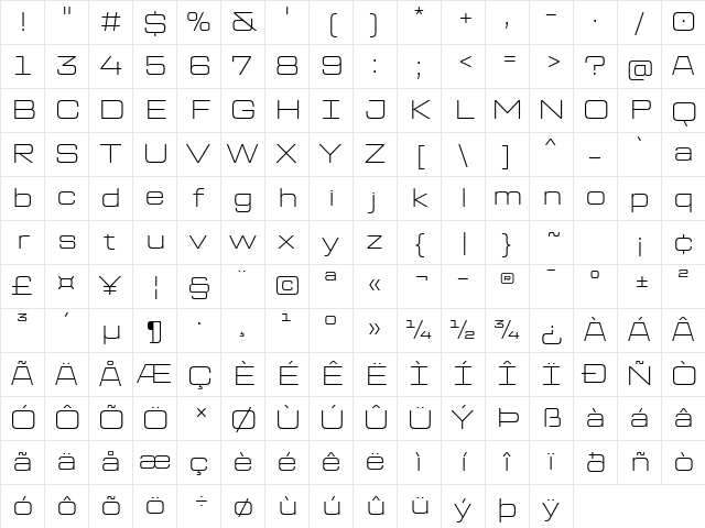 TT Lakes Neue Trl Exp XLt Character Map