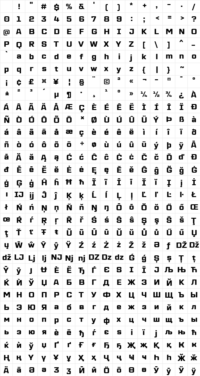 TT Lakes Neue Trial ExtraBold Character Map TT Lakes Neue Trial ExtraBold Character Map