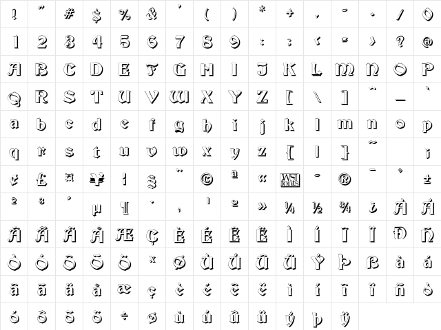 Becker Shadow Regular Character Map Becker Shadow Regular Character Map