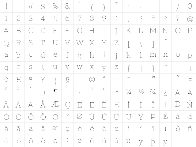 TT Norms Pro Serif Trl Th Character Map