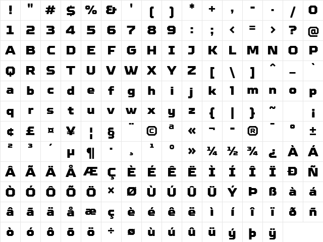 TT Octosquares Trl Blc Character Map TT Octosquares Trl Blc Character Map