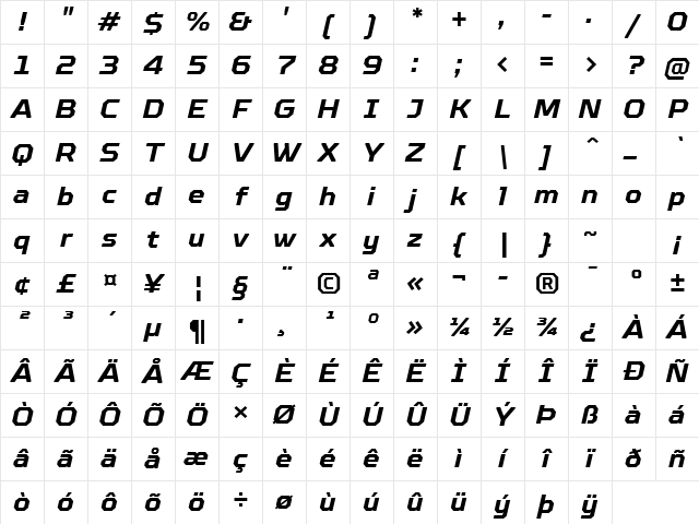 TT Octosquares Trl Bd It Character Map