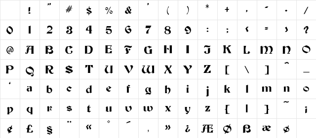 Becker-Medium Regular Character Map