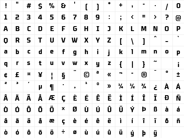 TT Octosquares Trl Cnd Bd Character Map