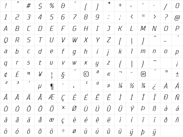 TT Octosquares Trl Cnd XLt It Character Map TT Octosquares Trl Cnd XLt It Character Map