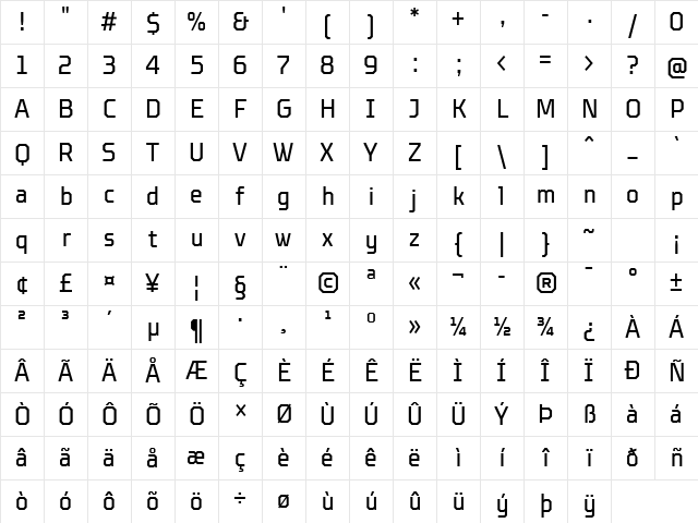 TT Octosquares Trl Cnd Rg Character Map