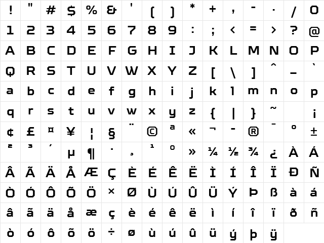 TT Octosquares Trl Db Character Map TT Octosquares Trl Db Character Map