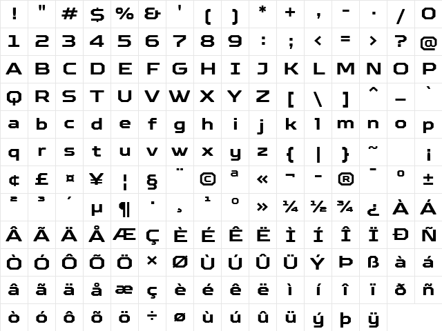 TT Octosquares Trl Exp Bd Character Map