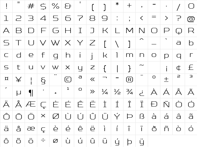 TT Octosquares Trl Exp XLt Character Map