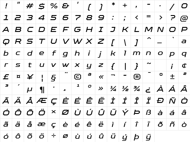 TT Octosquares Trl Exp Md It Character Map