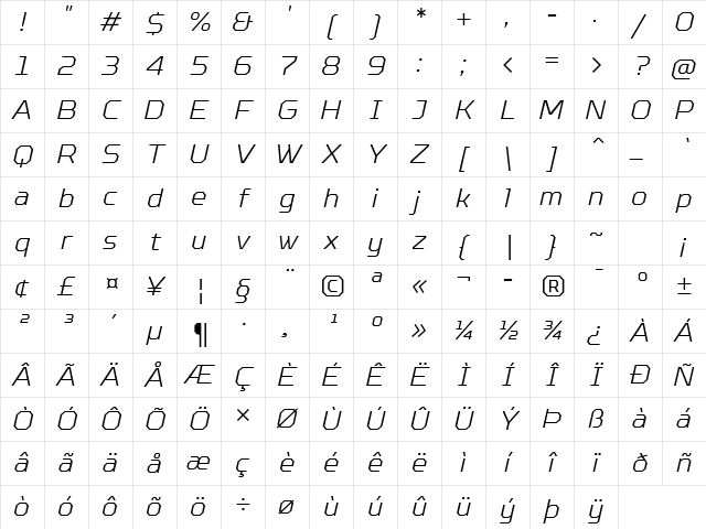 TT Octosquares Trl XLt It Character Map