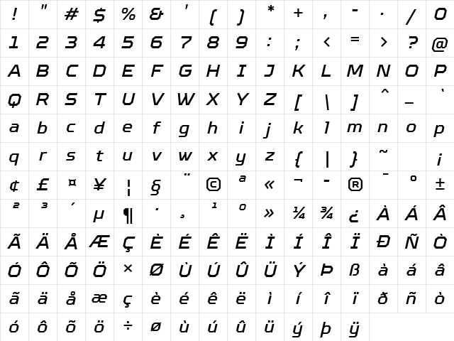 TT Octosquares Trl Md It Character Map