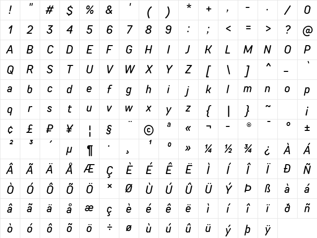 TT Rounds Neue Trl Cnd Md It Character Map