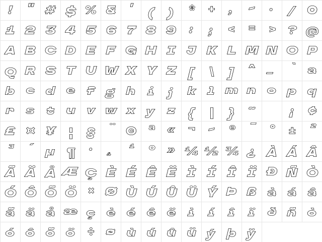 TT Travels Next Trl Blc Outline It Character Map