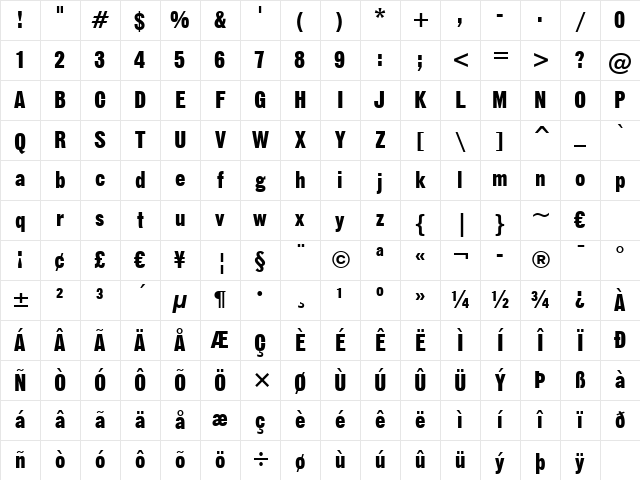 GothicNo13 BT Regular Character Map