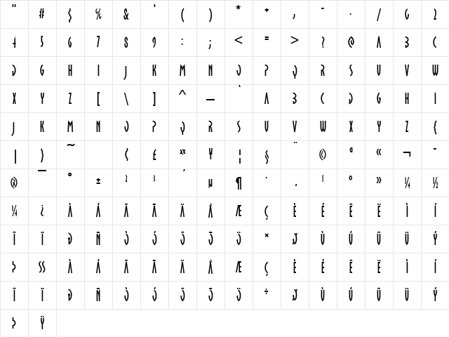 Becker Oklahoma Open Regular Character Map