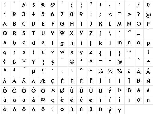 Kabel Dm BT Demi Character Map